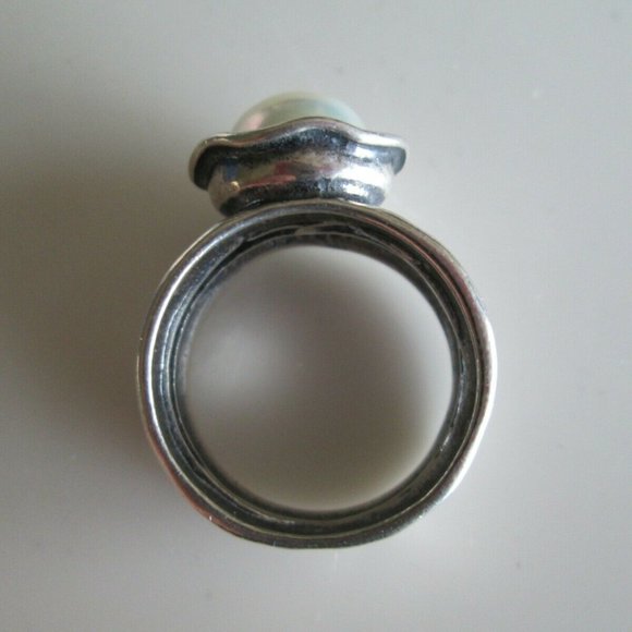 DIDAE STERLING SILVER COIN PEARL RING SIZE 8 1/4 - Picture 6 of 10